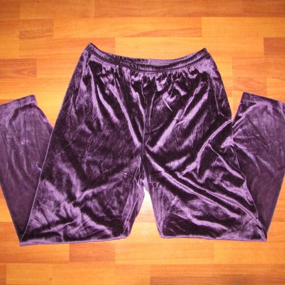 Purple Velvet Velour Pants - Vintage - XL - Picture 1 of 6